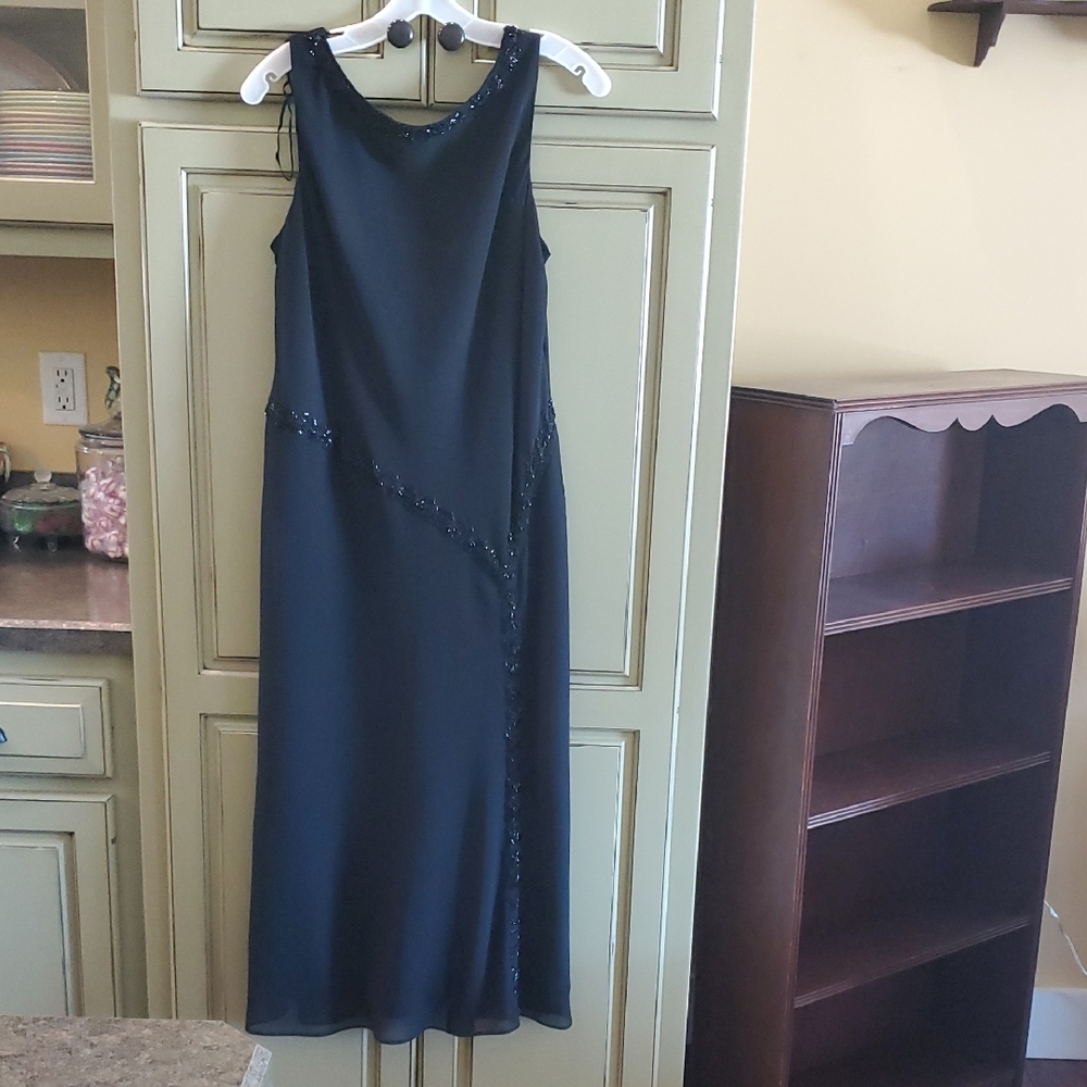 Studio I Black Midi Dress with Beaded Accents
